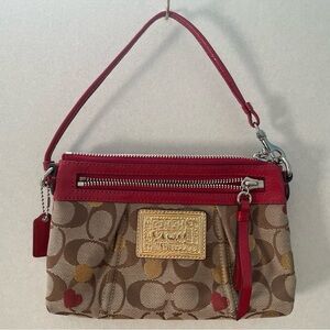 Coach Red and Tan Signature Clutch